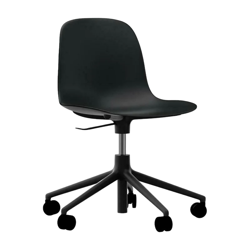 Chaise de bureau réglable à roulettes en pp noire et base noire Swivel 5W en noir - Normann Copenhagen