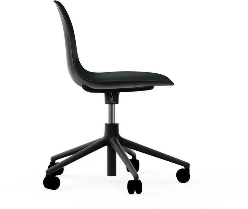 Chaise de bureau réglable à roulettes en pp noire et base noire Swivel 5W en noir - Normann Copenhagen