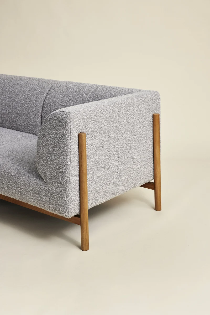 Canapé 3 places en polyester gris 182 cm Moment - Hübsch