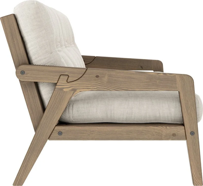 Canapé-lit en bois de pin laqué marron foncé et velours ivoire 204 x 130 cm Grab - Karup Design