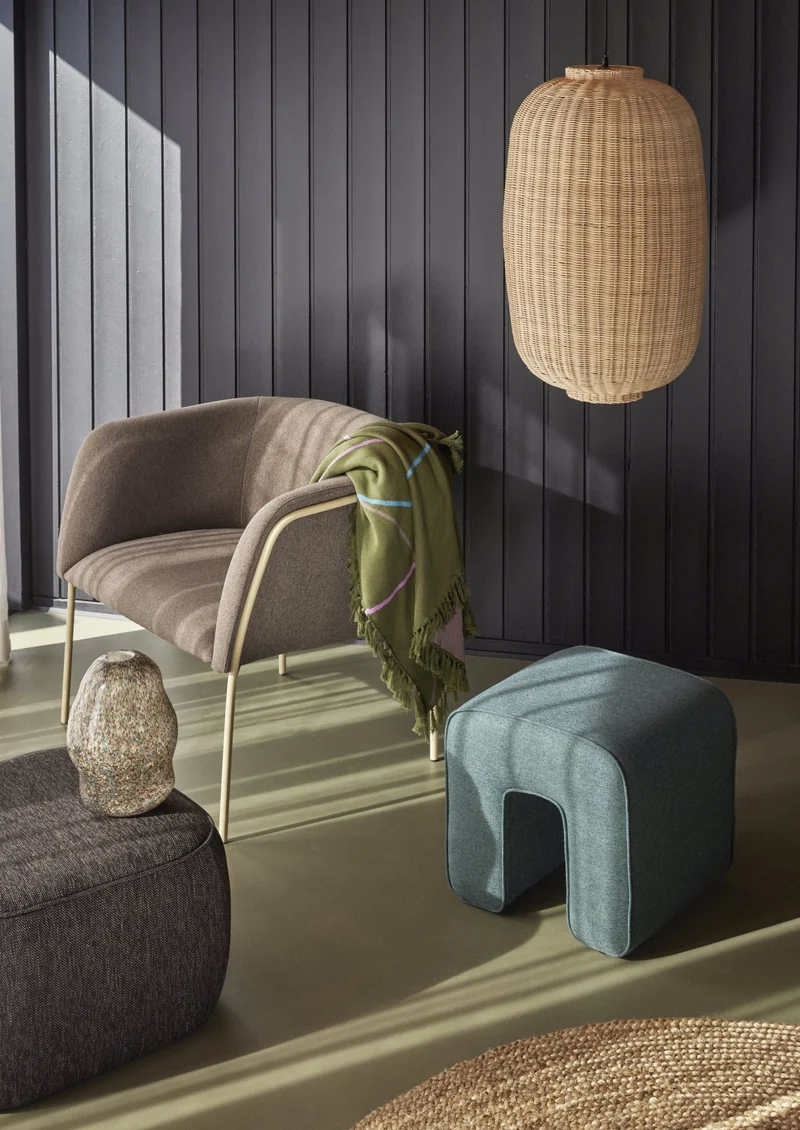Pouf marron foncé Cube - Hübsch