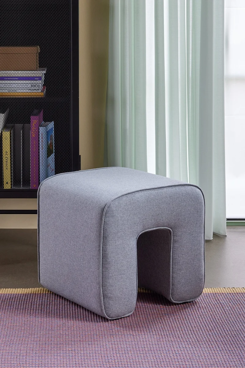 Pouf gris en tissu Sculpture - Hübsch