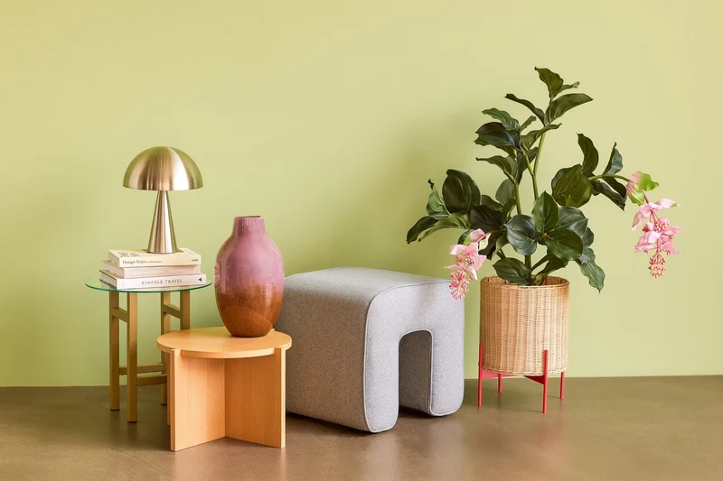 Pouf gris en tissu Sculpture - Hübsch