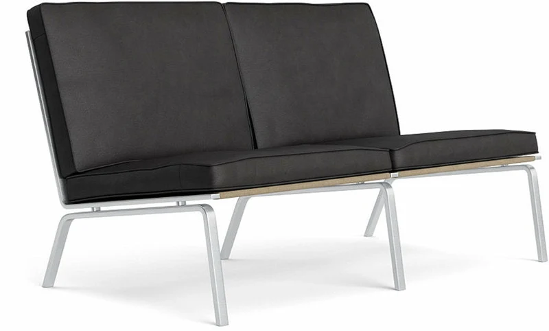 Canapé 2 places en acier et cuir anthracite Man - NORR11