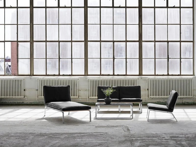 Canapé 2 places en acier et cuir anthracite Man - NORR11