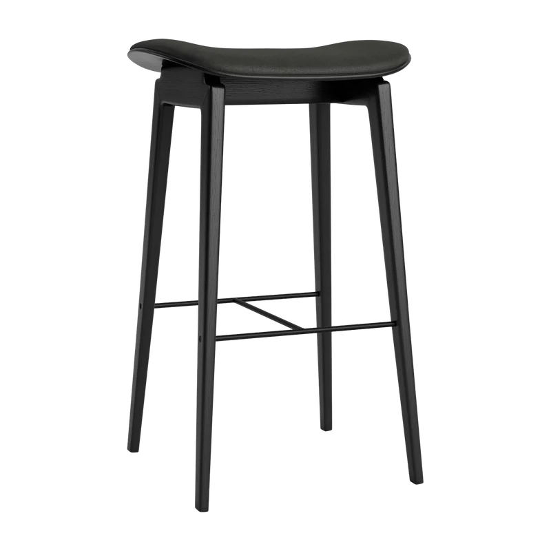 Tabouret de bar en chêne noir et rembourrage en cuir anthracite 65 cm NY11 - NORR11