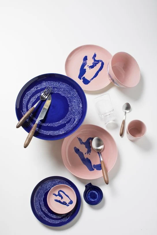 Bol S rose avec motif bleu Feast - Serax