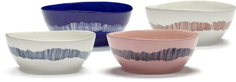 Bol L blanc avec motif bleu Feast - Serax