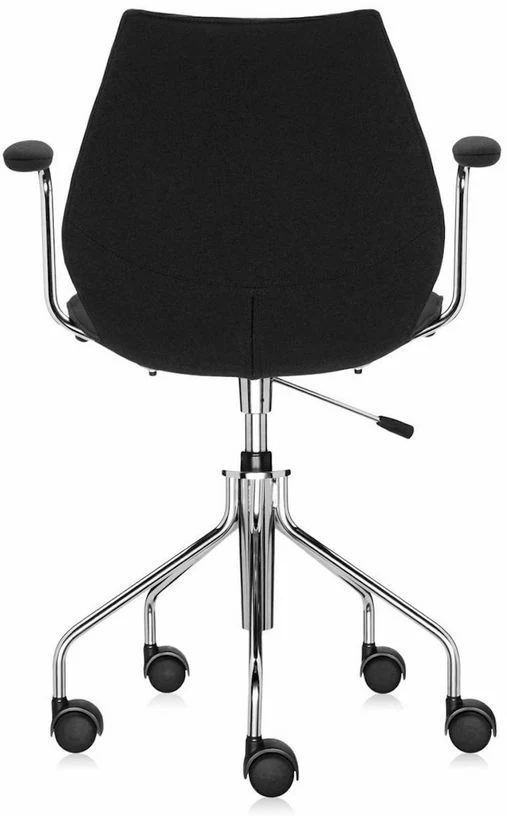 Chaise noire à roulettes avec accoudoirs Maui Soft Trevira - Kartell