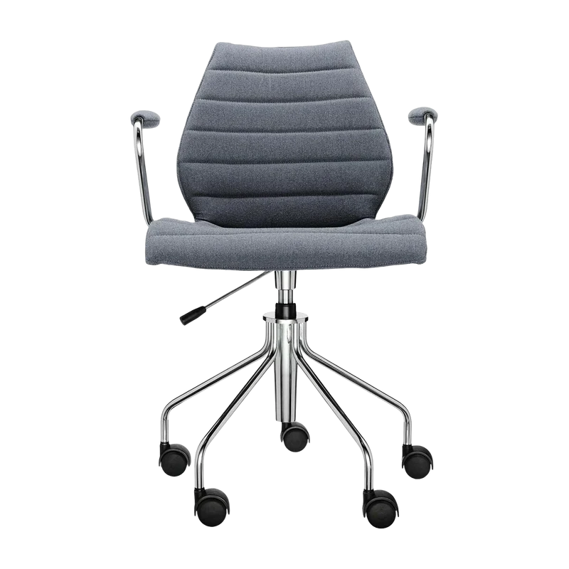 Chaise grise à roulettes avec accoudoirs Maui Soft Trevira - Kartell