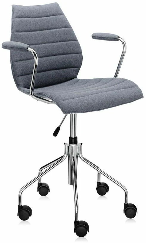 Chaise grise à roulettes avec accoudoirs Maui Soft Trevira - Kartell
