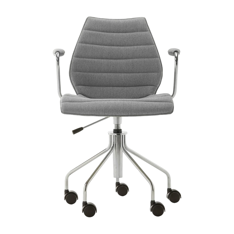Chaise grise à roulettes avec accoudoirs Maui Soft Noma - Kartell