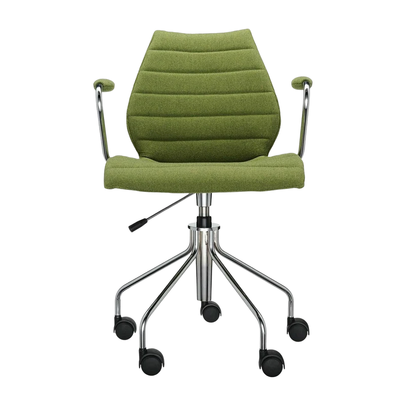 Chaise verte à roulettes avec accoudoirs Maui Soft Trevira - Kartell