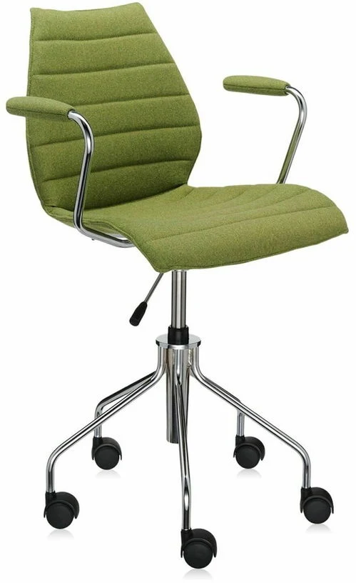 Chaise verte à roulettes avec accoudoirs Maui Soft Trevira - Kartell