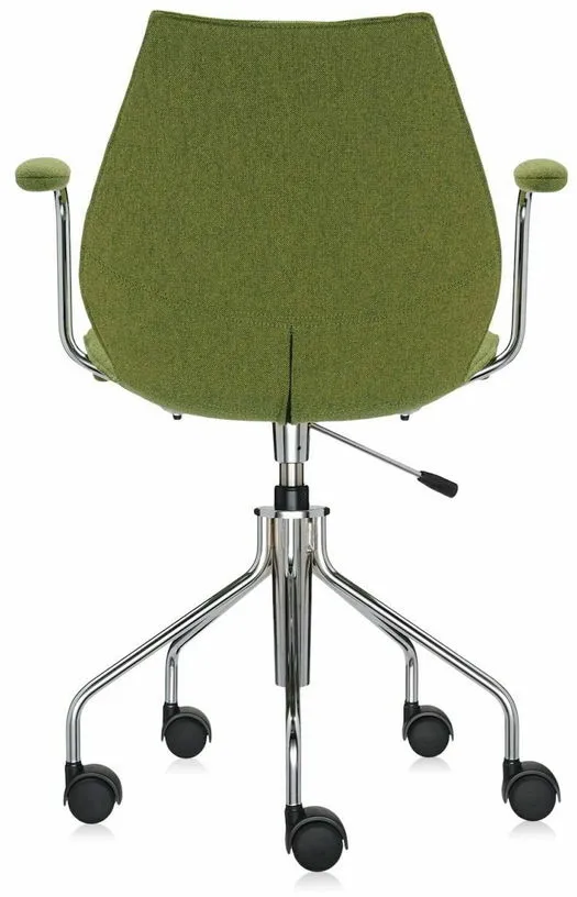 Chaise verte à roulettes avec accoudoirs Maui Soft Trevira - Kartell