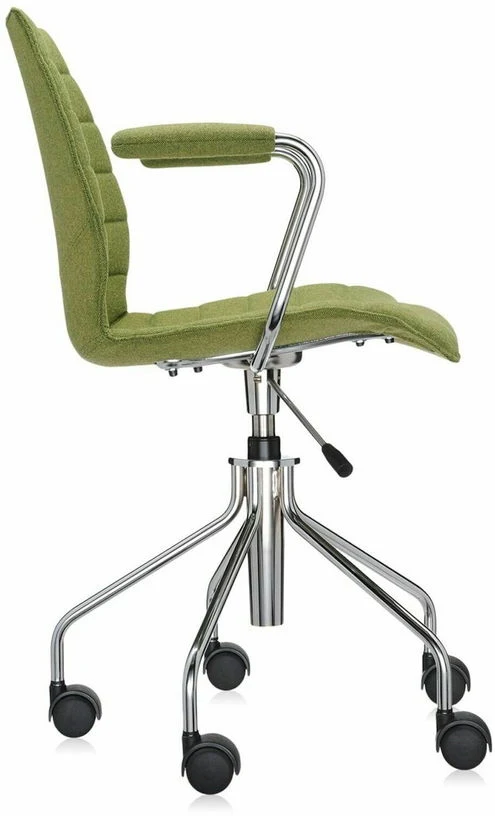 Chaise verte à roulettes avec accoudoirs Maui Soft Trevira - Kartell