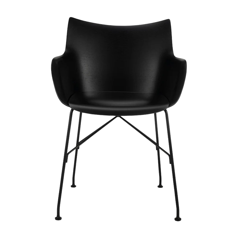 Chaise avec accoudoirs noir en bois plaqué Q/Wood - Kartell