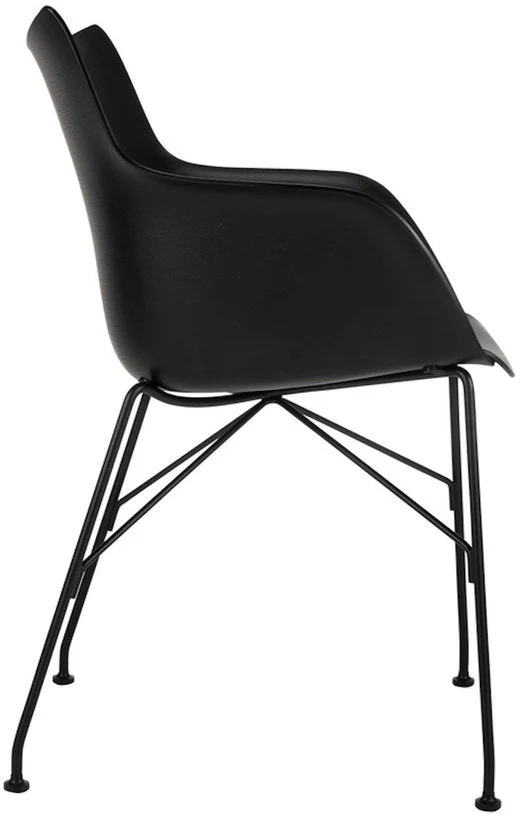 Chaise avec accoudoirs noir en bois plaqué Q/Wood - Kartell