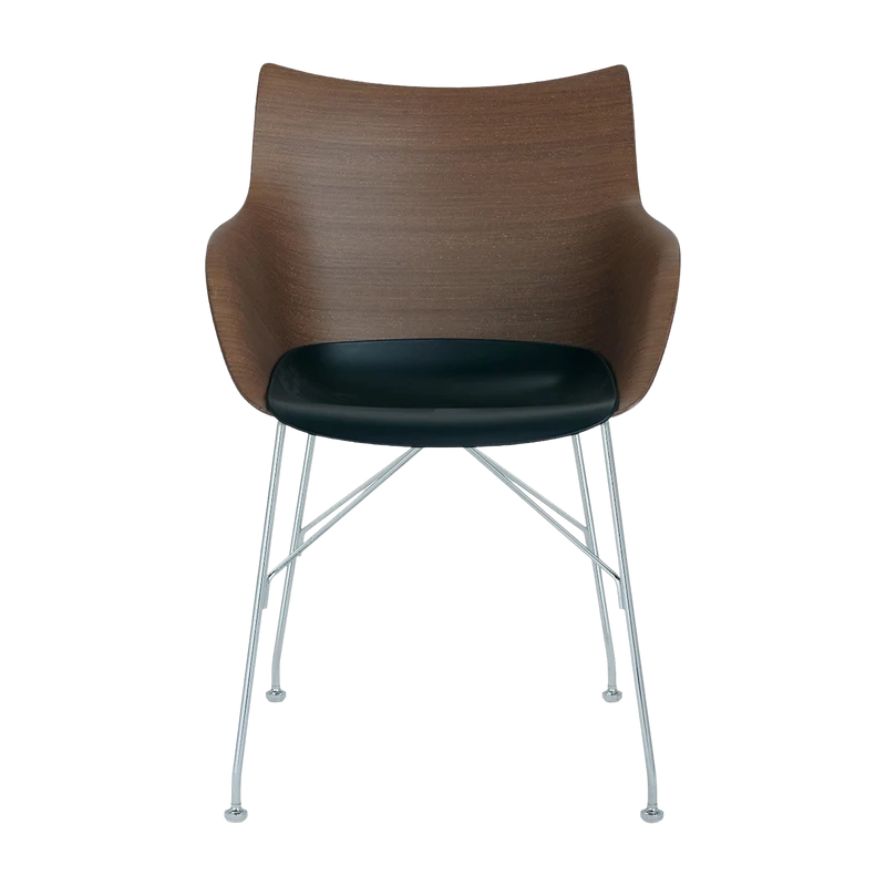 Chaise avec accoudoirs marron en bois plaqué Q/Wood - Kartell