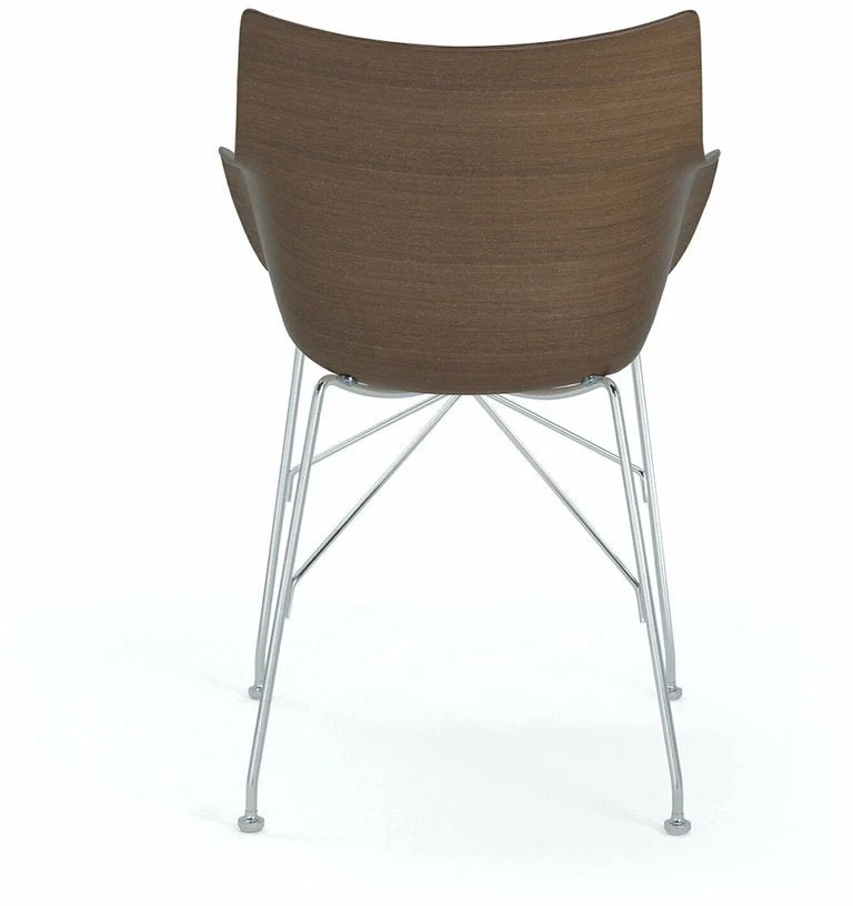 Chaise avec accoudoirs marron en bois plaqué Q/Wood - Kartell