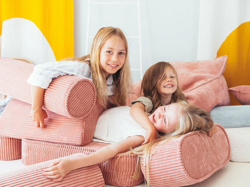Pouf fauteuil en velours côtelé rose 80 x 70 cm - Wigiwama