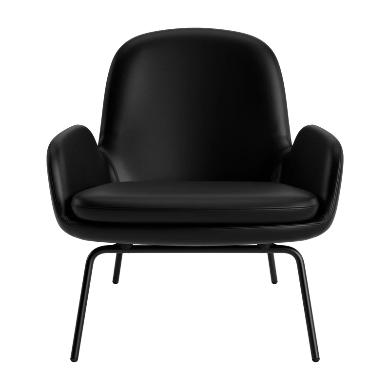 Fauteuil bas avec pieds en acier noir et assise en cuir noir Era - Normann Copenhagen