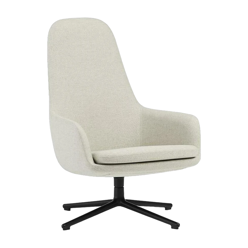 Fauteuil haut pivotant avec pieds en acier noir et assise en tissu beige Era - Normann Copenhagen