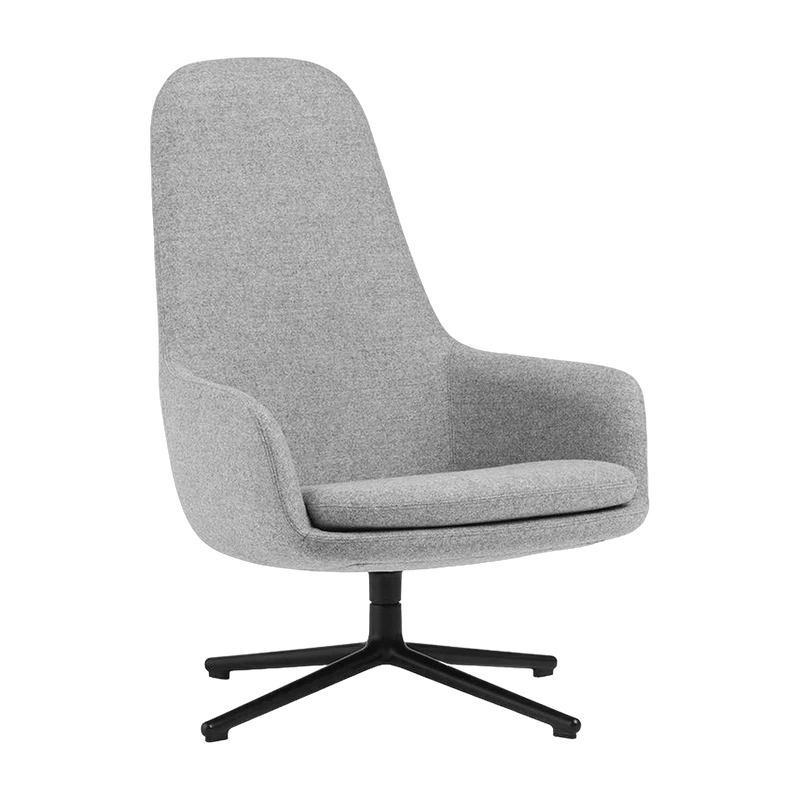 Fauteuil haut pivotant avec pieds en acier noir et assise en tissu gris Era - Normann Copenhagen