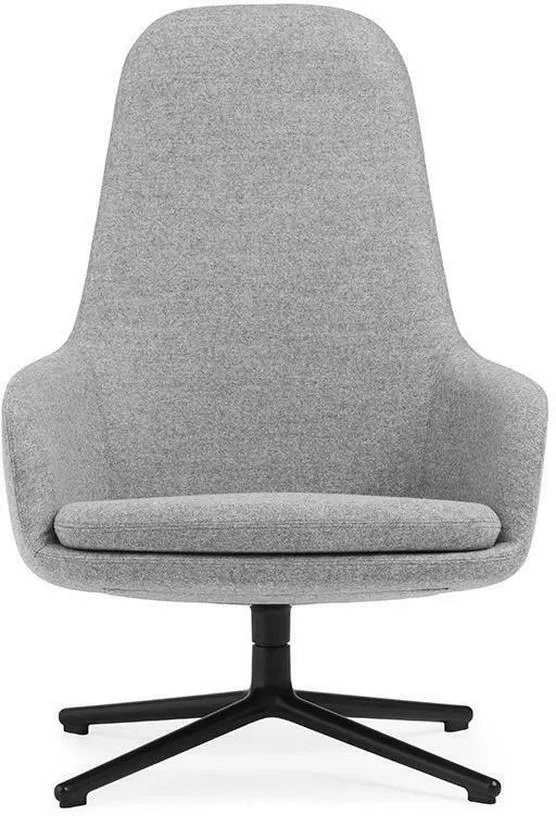 Fauteuil haut pivotant avec pieds en acier noir et assise en tissu gris Era - Normann Copenhagen