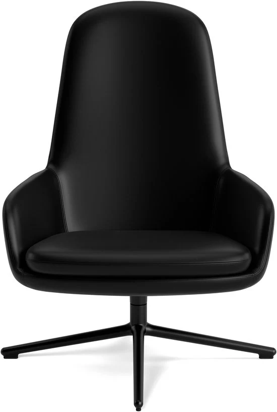 Fauteuil haut pivotant avec pieds en acier noir et assise en cuir noir Era - Normann Copenhagen