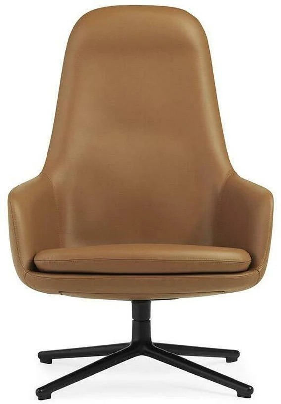 Fauteuil haut pivotant avec pieds en acier noir et assise en cuir noir Era - Normann Copenhagen