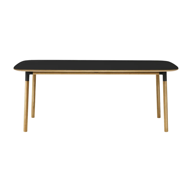 Table à manger rectangulaire en chêne et lino noir 95 x 200 cm Form - Normann Copenhagen