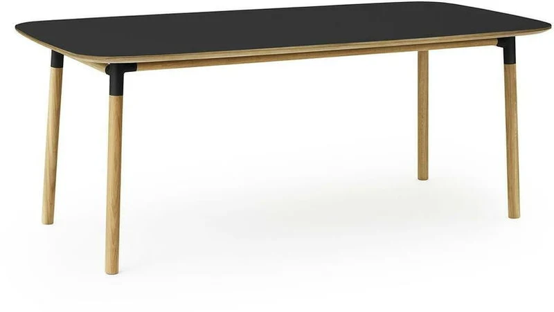 Table à manger rectangulaire en chêne et lino noir 95 x 200 cm Form - Normann Copenhagen