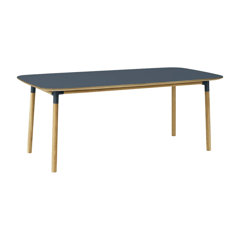 Table à manger rectangulaire en chêne et lino bleu 95 x 200 cm Form - Normann Copenhagen