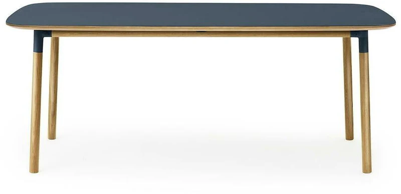 Table à manger rectangulaire en chêne et lino bleu 95 x 200 cm Form - Normann Copenhagen