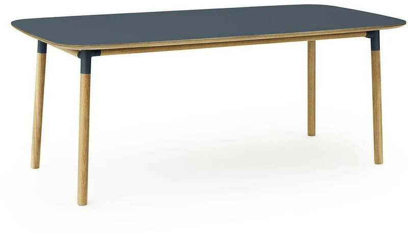Table à manger rectangulaire en chêne et lino bleu 95 x 200 cm Form - Normann Copenhagen