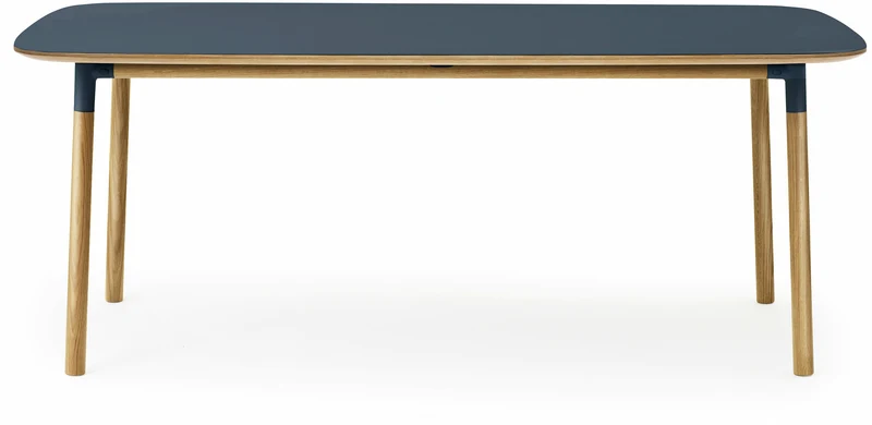 Table à manger rectangulaire en chêne et lino bleu 95 x 200 cm Form - Normann Copenhagen