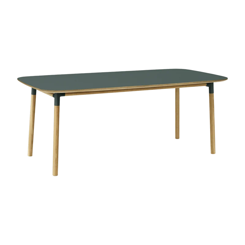 Table à manger rectangulaire en chêne et lino vert 95 x 200 cm Form - Normann Copenhagen