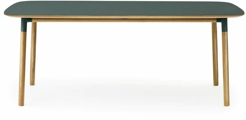 Table à manger rectangulaire en chêne et lino vert 95 x 200 cm Form - Normann Copenhagen