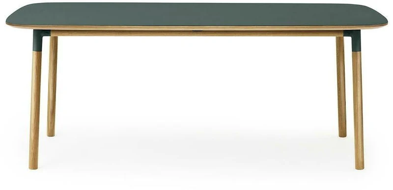 Table à manger rectangulaire en chêne et lino vert 95 x 200 cm Form - Normann Copenhagen