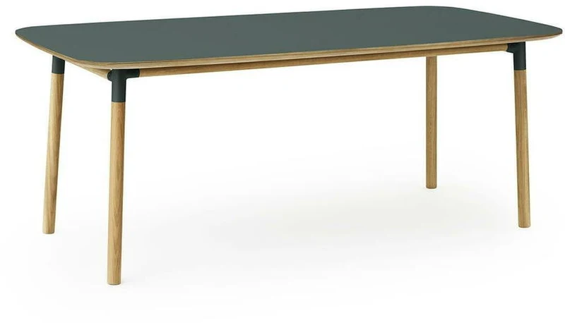 Table à manger rectangulaire en chêne et lino vert 95 x 200 cm Form - Normann Copenhagen