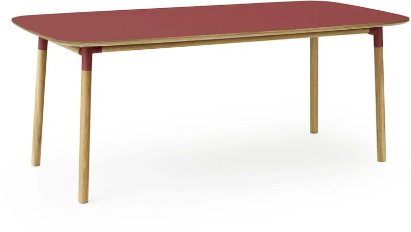 Table à manger rectangulaire en chêne et lino rouge 95 x 200 cm Form - Normann Copenhagen