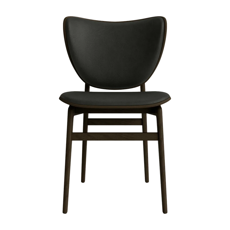 Chaise en chêne fumé avec rembourrage en cuir anthracite Elephant - NORR11
