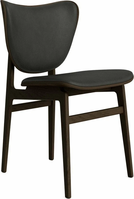 Chaise en chêne fumé avec rembourrage en cuir anthracite Elephant - NORR11