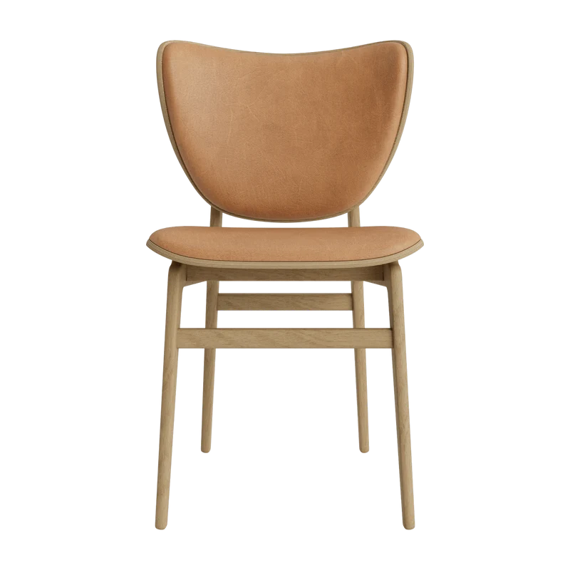 Chaise en chêne naturel avec rembourrage en cuir camel Elephant - NORR11