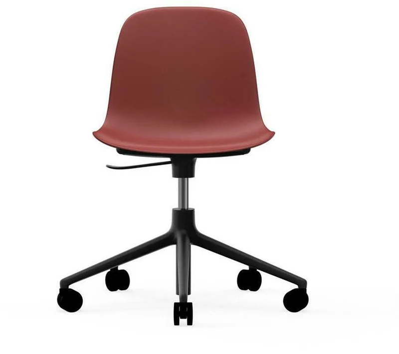 Chaise de bureau réglable à roulettes en pp rouge et noire Swivel 5W rouge - Normann Copenhagen