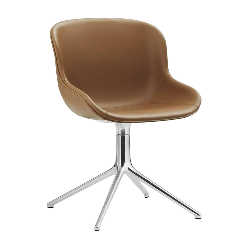 Chaise pivotante 4 pieds en aluminium et pp avec cuir noir Hyg - Normann Copenhagen