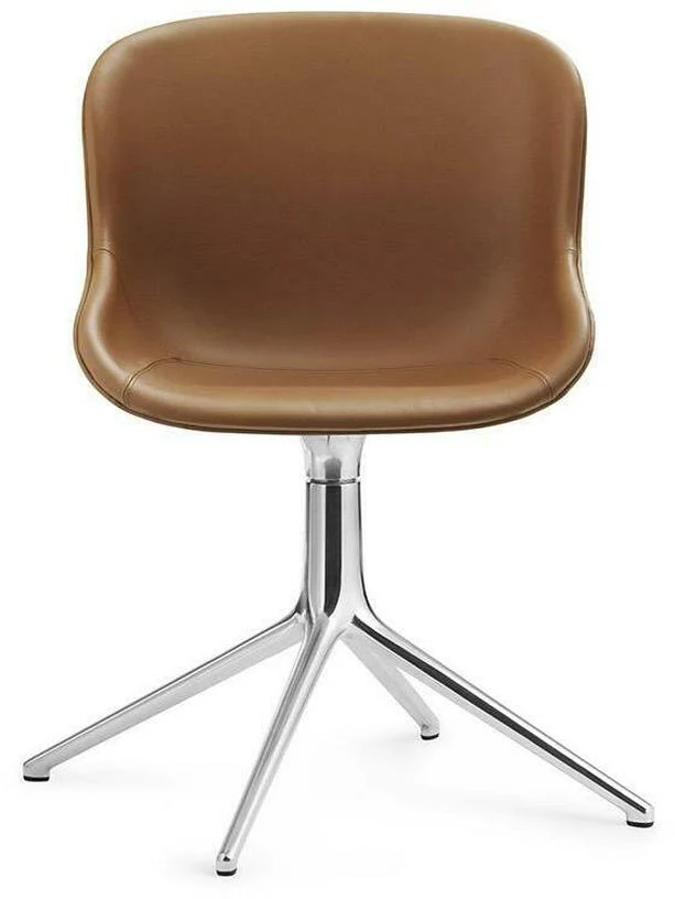 Chaise pivotante 4 pieds en aluminium et pp avec cuir noir Hyg - Normann Copenhagen