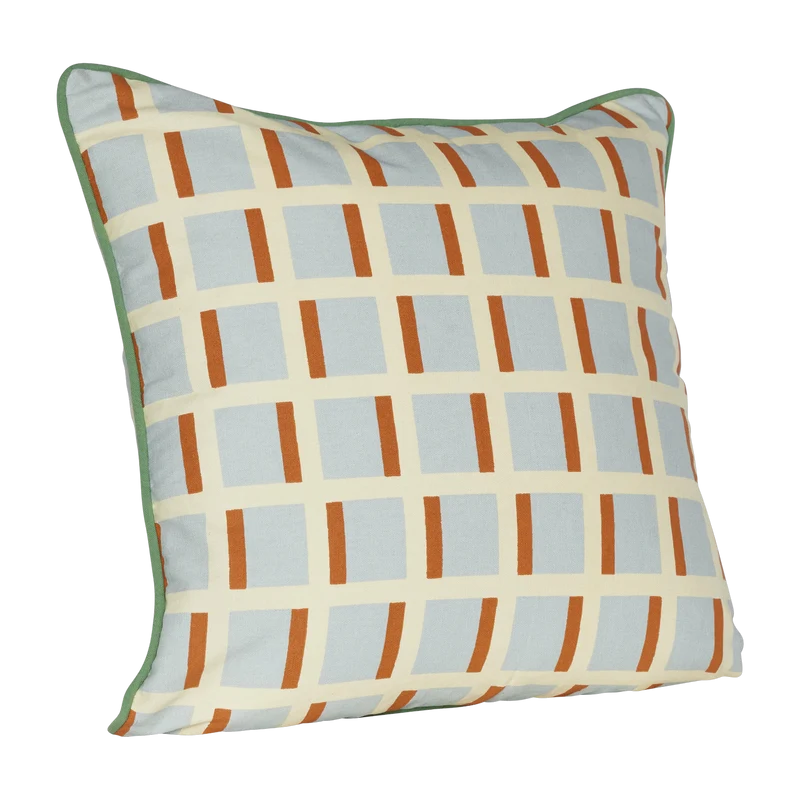 Coussin carré en coton gris et sable 50 cm - Hübsch