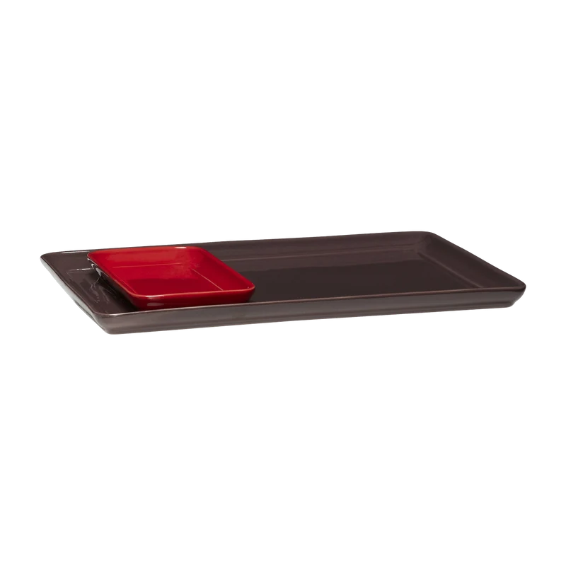 2 Plateaux rectangulaires en poudre de pierre rouge Amare - Hübsch